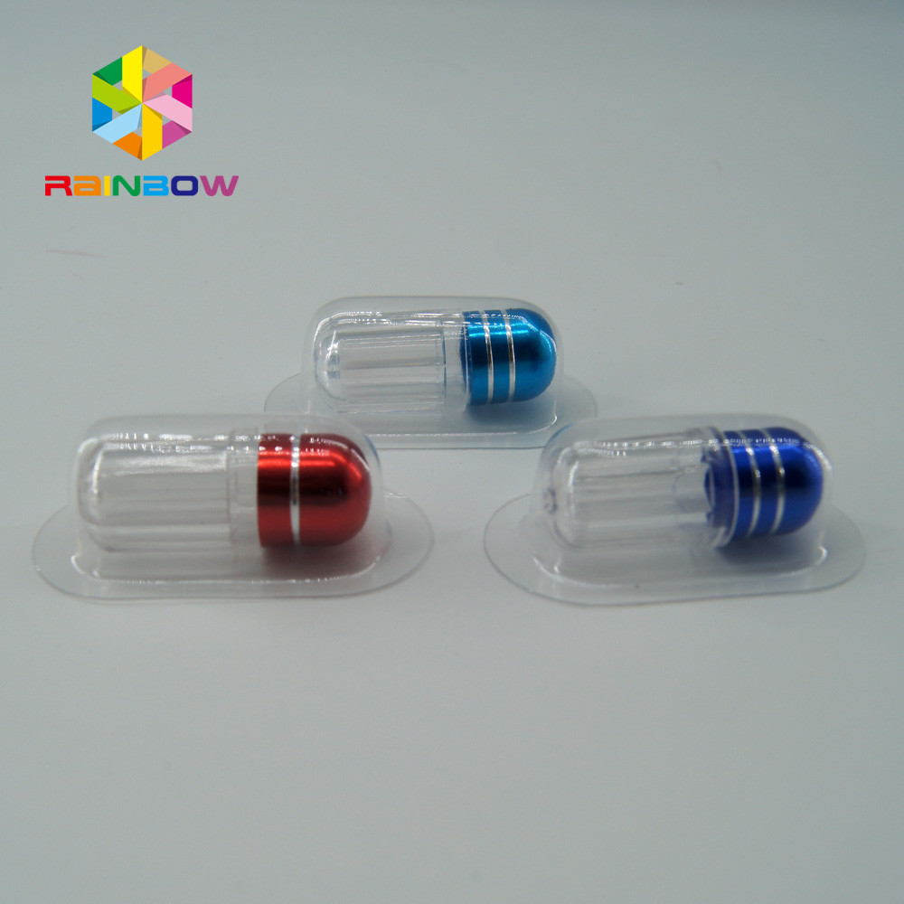 Plastic Empty Medicine Bottles Sex Pill Capsule Container 001/01 Size With Metal Cap