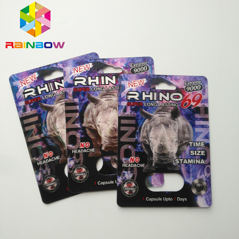 Rhino 69 / 7 Capsule Sex Pills Blister Card Packaging Matte / Glossy Surface Finish