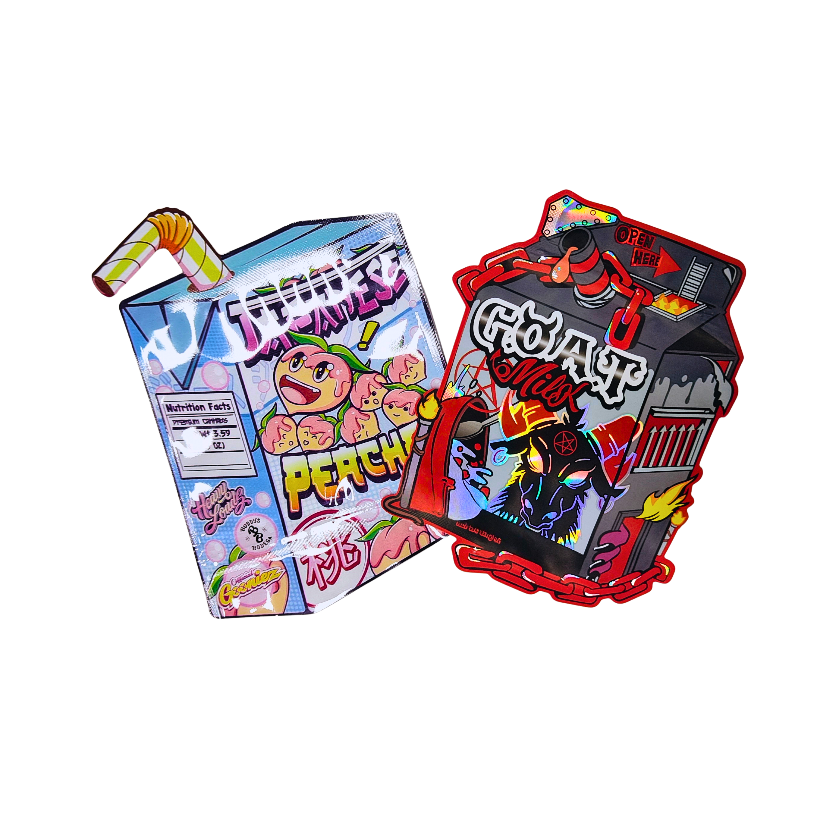 Wholesale Custom Printed Special Shape Mylar Bags 3.5 7g Stand Up Child Proof Pouch for Snack Packaging