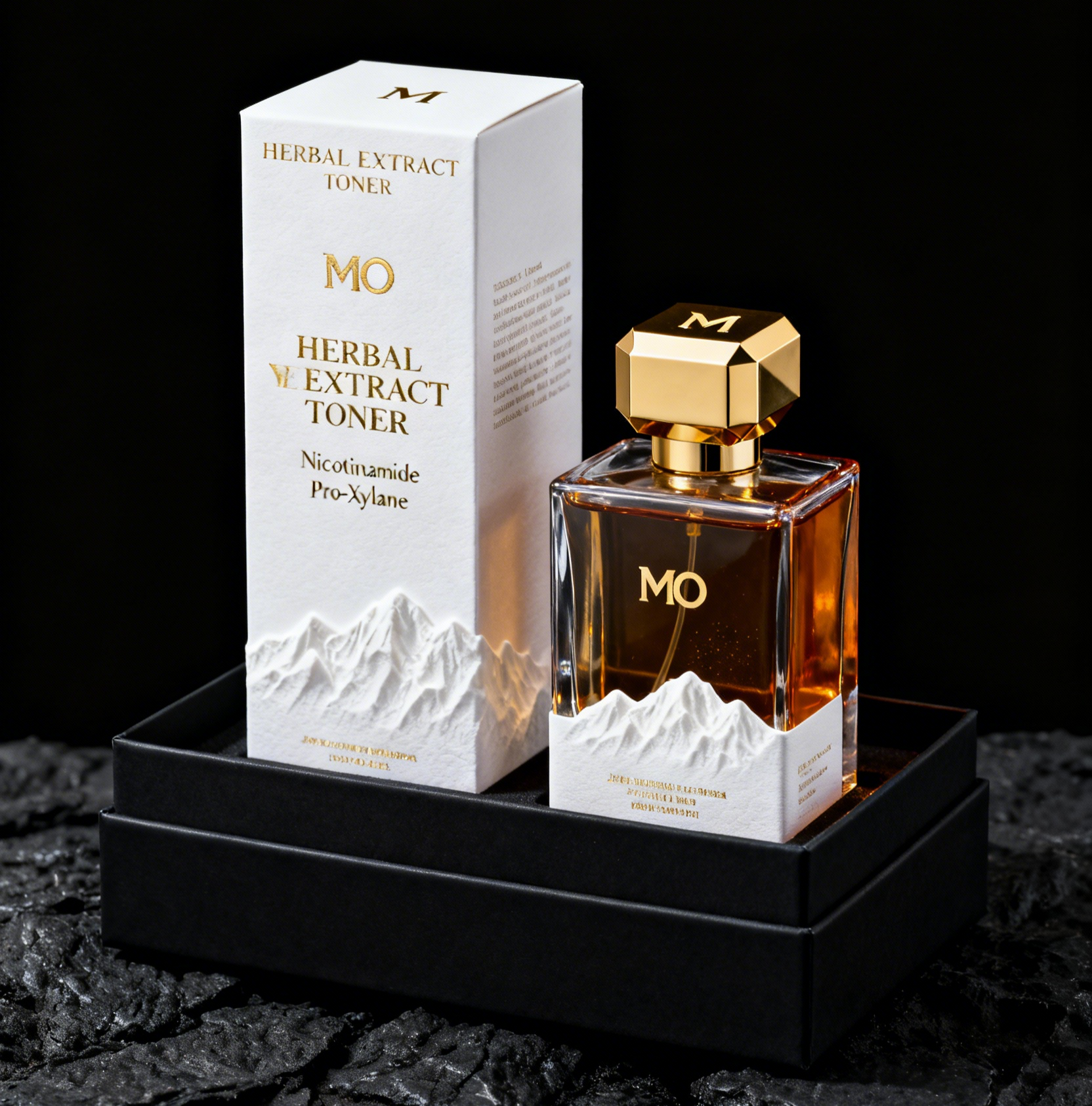Custom Print Biodegradable Cosmetic Packaging Box with Gold Stamping and Embossing for Perfume Gift Box