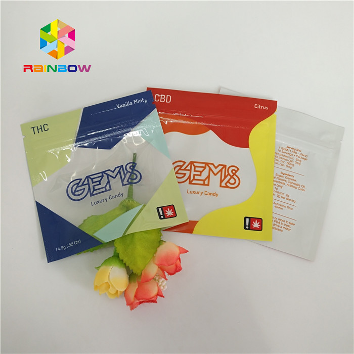 Three Side Sealed Printed Plastic Bags Gummy Candy Packaging Customized With k