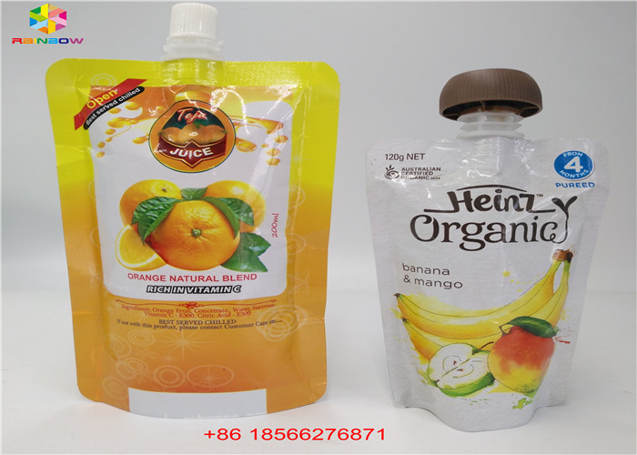 Reusable Liquid Spout Bags , Stand Up Pouches With Cap Doypack Foil Juice Spout