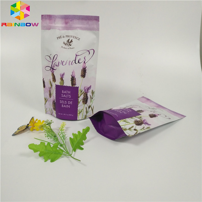 Custom Matte Printing Foil Pouch Packaging Flat Bottom Body Scrub Bag With Zipper