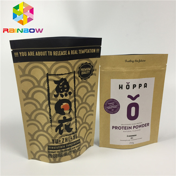 Kraft Paper k Stand Up Pouches Aluminum Foil Self Stand Moisture Proof For Nut Snack