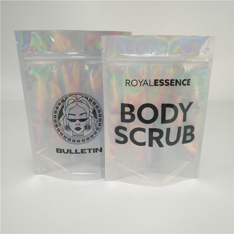 Shinning Holographic Foil Pouch Packaging Hologram Bags Mylar Glitter Powder Nail Polish Bag