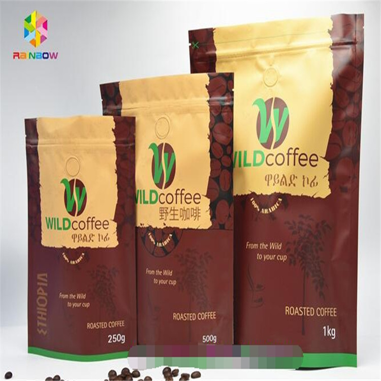 Resealable Aluminum Foil Stand Up Zipper Pouch , Printed k Bags With Valve