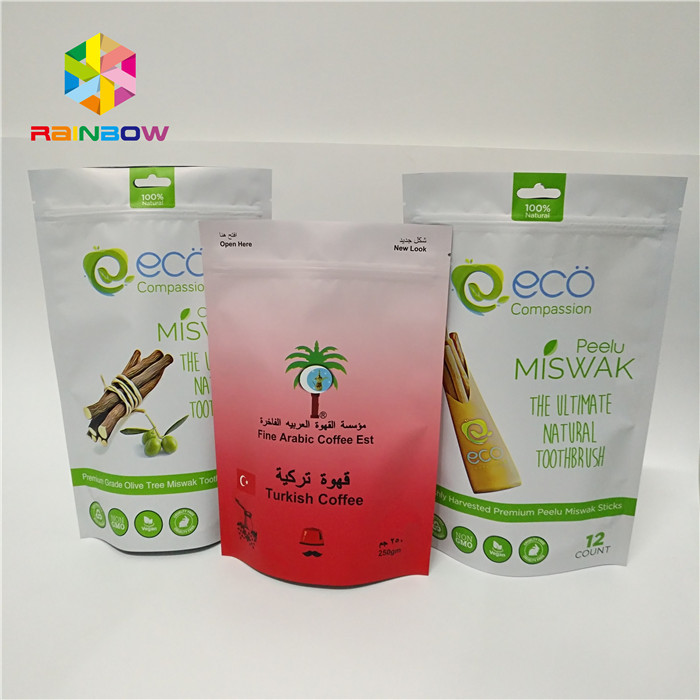 Laminated foil bas zipper bag stand up pouch packaging custom printed plastic bags coffee pouches plastic hot sale