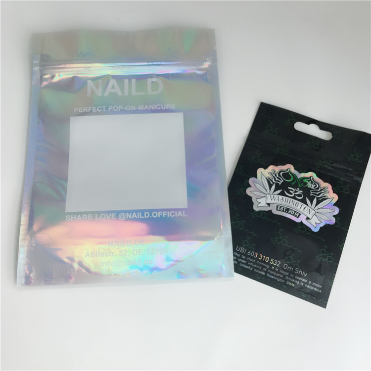 Smell Proof Hologram CBD Weed k Plastic Pouch Packaging Customized Size