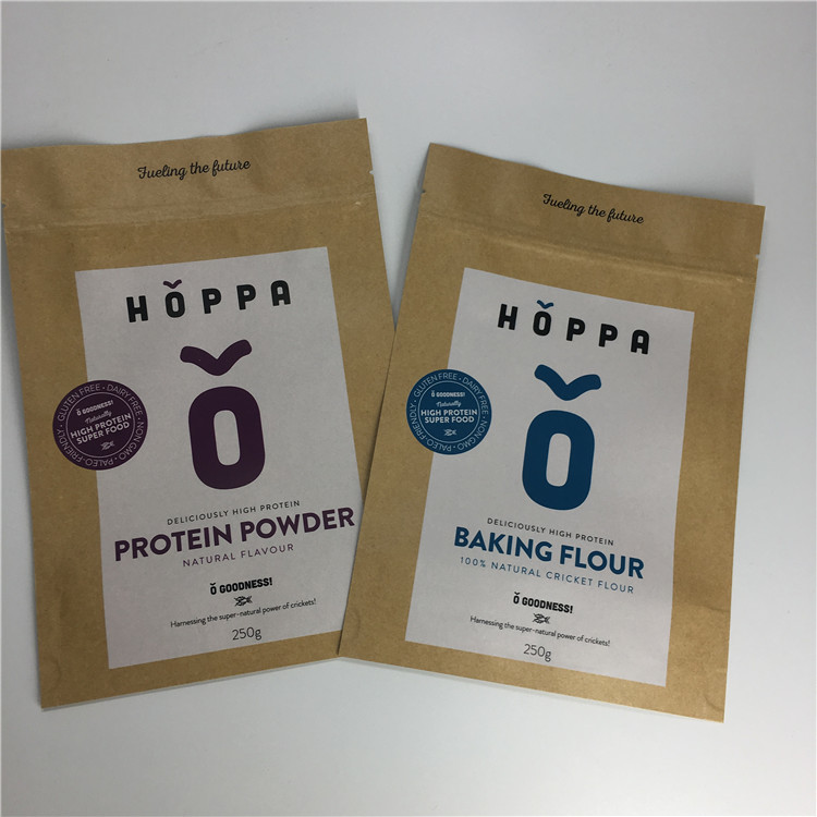 Brown Kraft Paperstand Up Pouches 120-140 Micron Thickness For Powder Spices