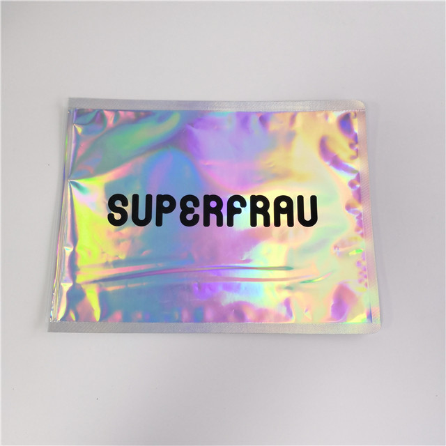 Laser Holographic Film Grip Seal Bags Zip Lock Customized Logo For Cosmetics