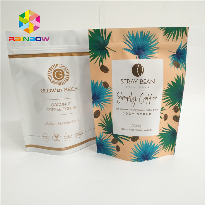 Aluminum Foil Stand Up Coffee Pouches , Plastic k Bags With Tear Notches