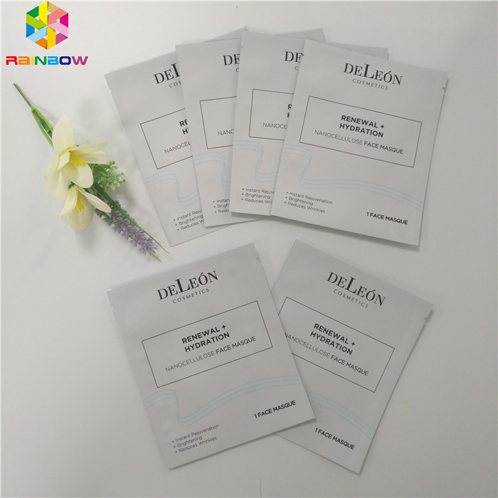 Aluminum Foil Plastic Cosmetic Packaging Bag Facial Packing 3 Sides Seal Mask Packet