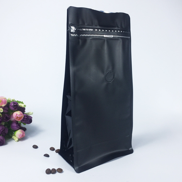 Resealable Matt Plastic Pouches Packaging Lined Zip Lock Flat Bottom With Valve