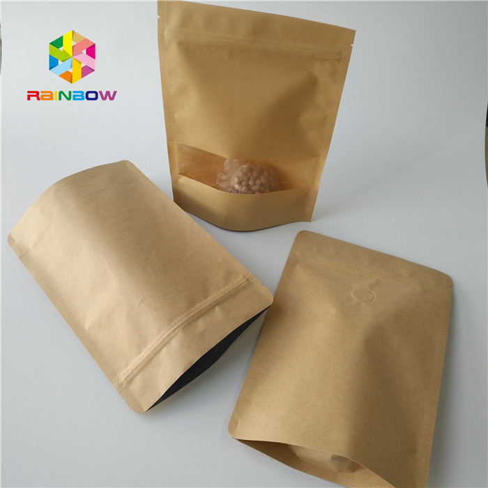 Brown Kraft Paper Heat Seal Packaging Bags Customized Size For Cookie / Coffee Beans