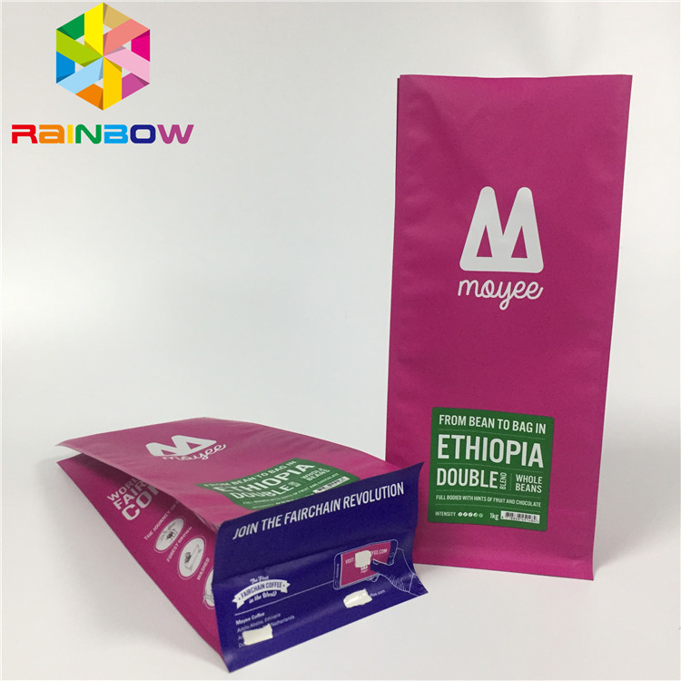 Aluminum Foil Pouch Packaging , Stand Up Coffee Bags Flat Bottom With Valve