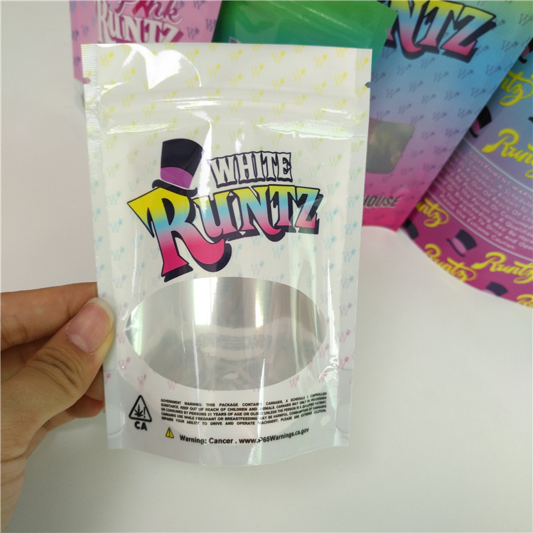Food Weed Plastic Pouches Packaging Custom Printed Stand Up Pink Runts Bags Heat Seal