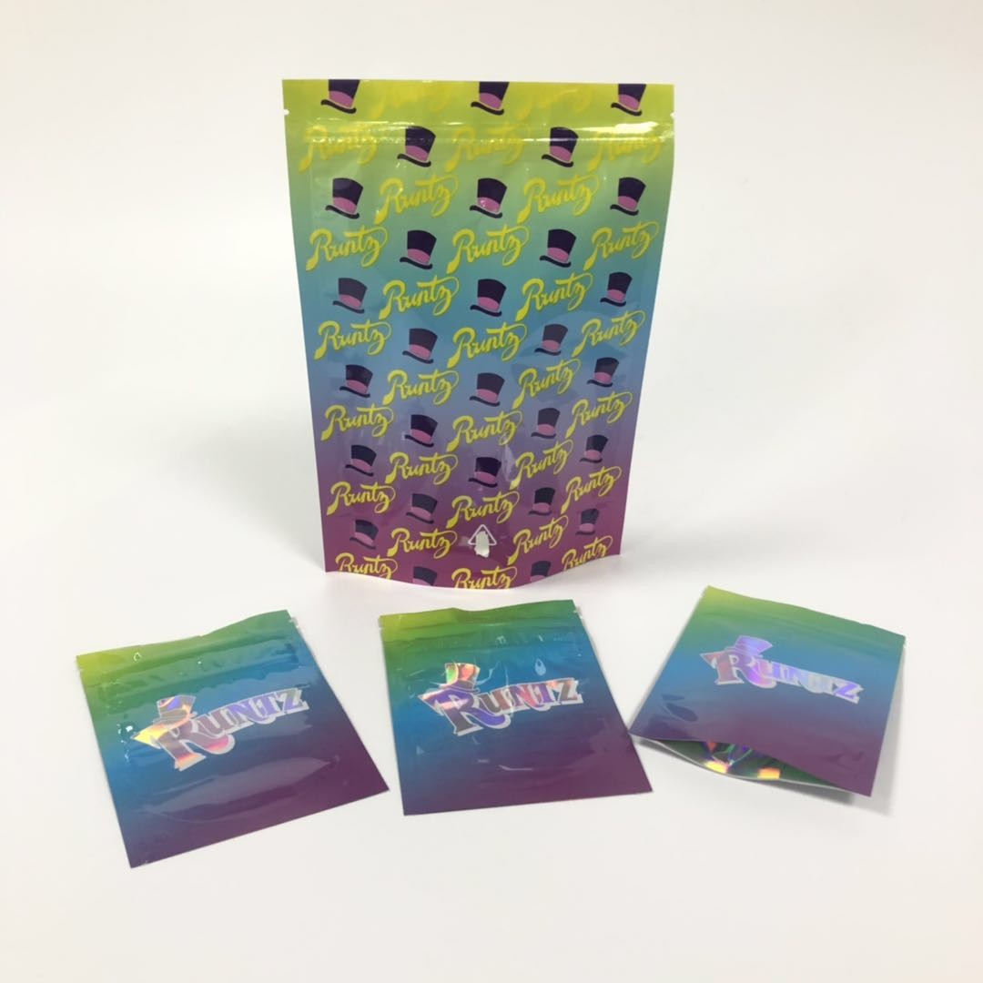 Custom 1oz 3.5g Can Jar Jokes Up Label Vape Mylar Smell Proof Pound Packages Weed Packaging Bags Pink White Runtz