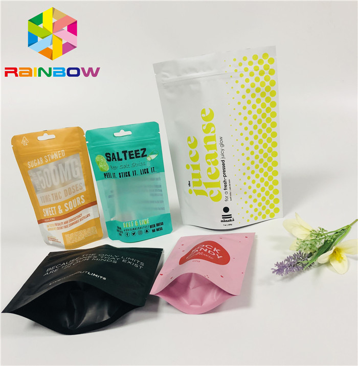 FDA Mylar Stand Up Zipper Pouch , k Sealed Plastic Bags With Hang Hole