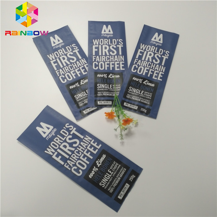Quad Seal Matte Finished Foil Pouch Packaging Side Gusset Coffee Bag With Valve
