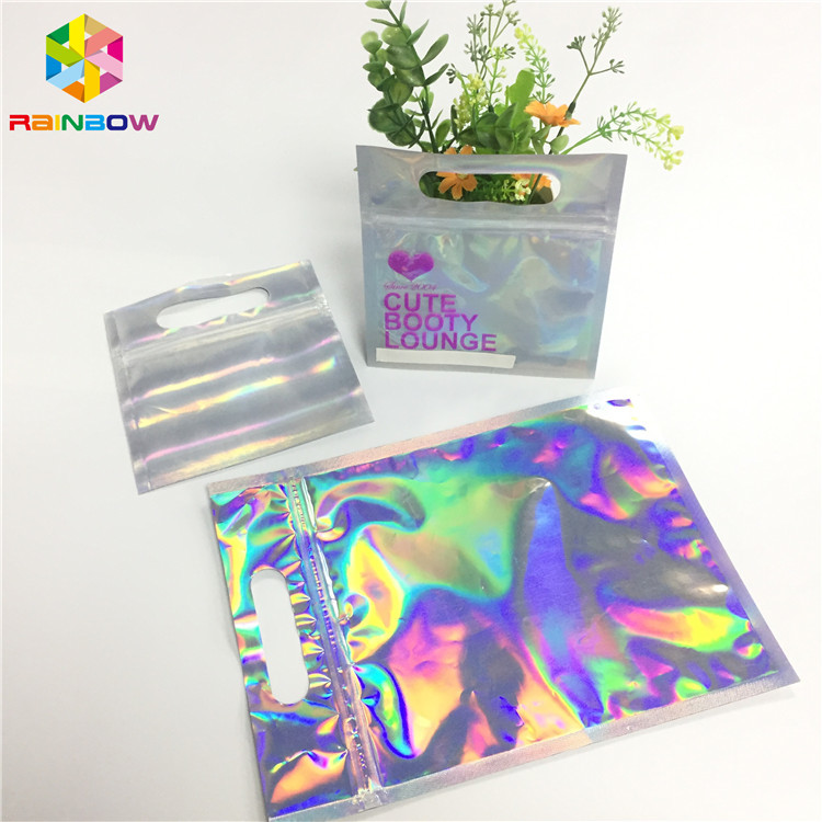 Digital Print Foil Pouch Packaging Clear Front Hologram Zip Lock Bag For Cosmetic Sample