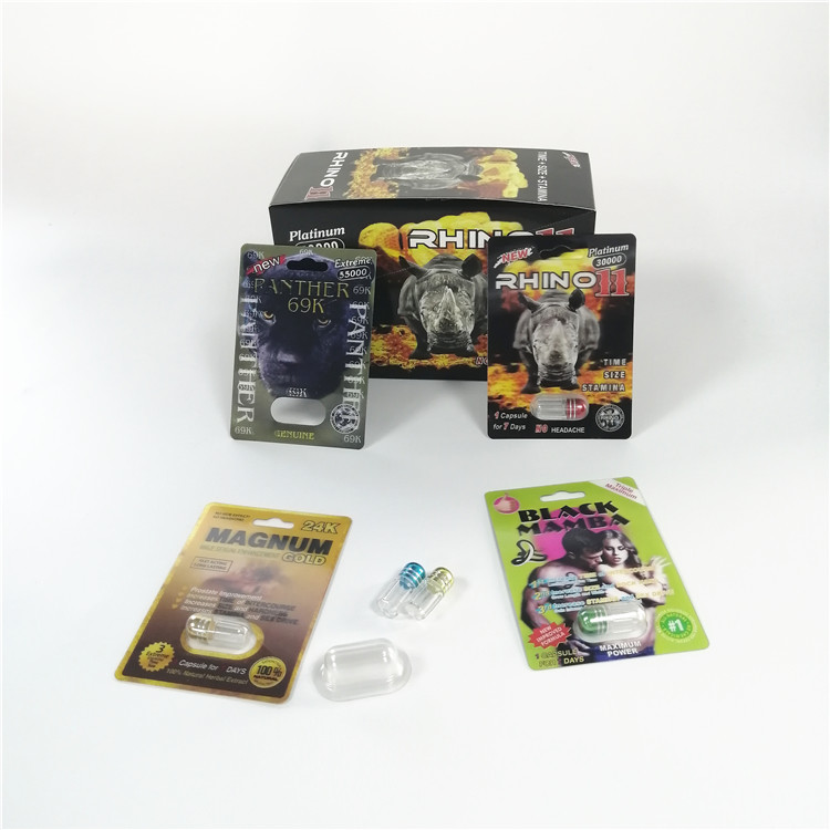 Rhino 69 3D Blister Card Packaging Male Enhancement Capsule Plastic Insert 3d Card Boxes