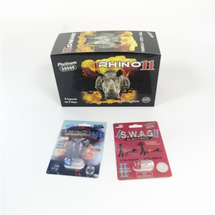 Eco - Friendly Blister Card Packaging Male Sexual Pill Paper Card With Peel Sticker