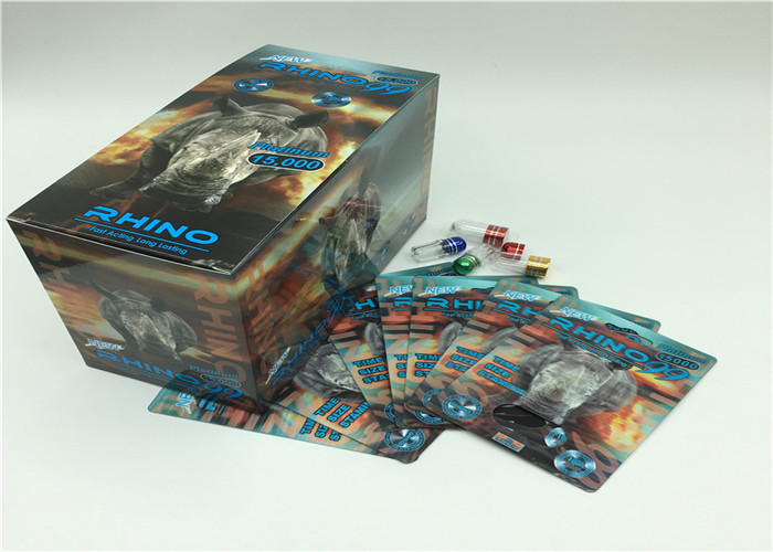 Gold 69K Rhino Powder Capsule Blister Pack Packaging 3D Card With Plastic Cover