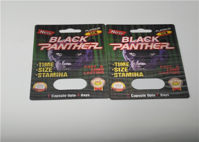 Custom Slide Blister Card Packing VIP Gold 69K Rhino Powder Capsule Packaging Display Box