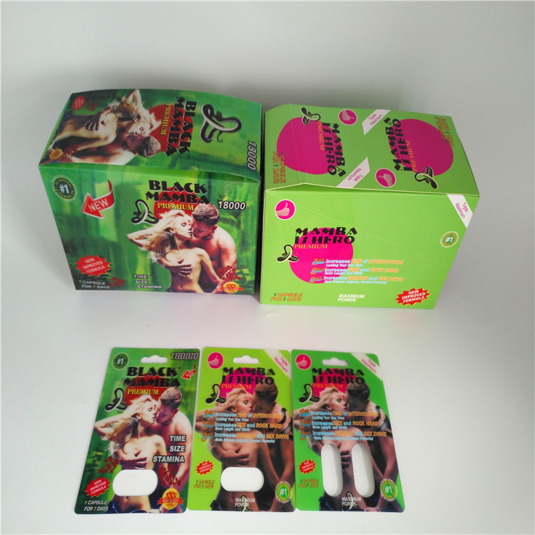 Plastic Card Blister Paper Box Packaging Rhino Male Enhancement Capsule Pills Container