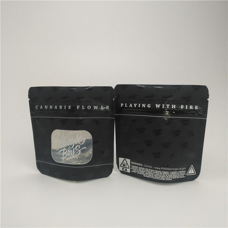 Matte Black Mylar Aluminum Foil Stand Up Pouch Medical Tobacco Leaf Packaging