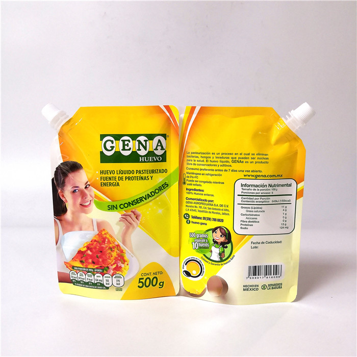 Plastic Beverage Stand Up Pouches Reusable Fruit Juice Drink Spouted Bag With Cap