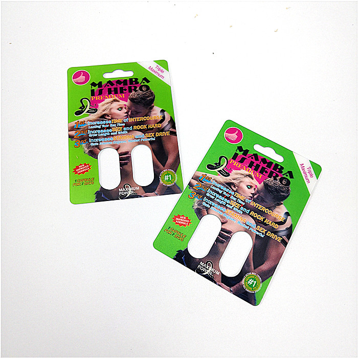 Green Printing Blister Card Packaging Mamba 3d Effect For Capsule Sex Pills Pack