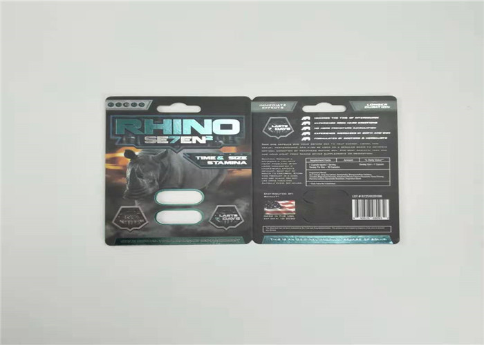 Pill Medicine Two Capsules Blister Packaging Card Rhino 69 Card With Plastic Cover Bottle