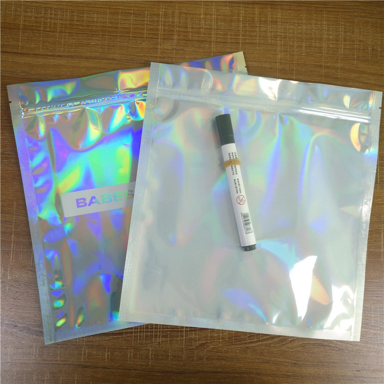 Zip Lock Sock Aluminium Foil Pouch Clothes Packaging Clear Front Hologram Bags