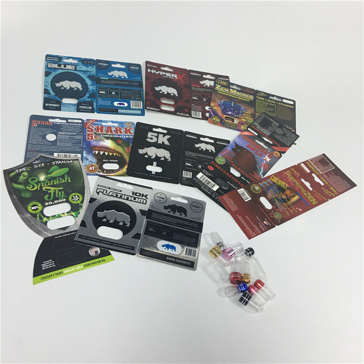 Silk Printing Blister Card Packaging Male Enhancement Medication Rhino Sex Pills Custom Logo