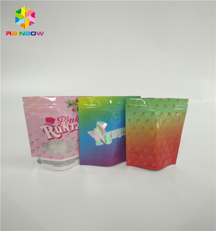 Childproof 3.5g Stand Up Zipper Pouch Bags Customize Print Runtz Pack Smell Proof