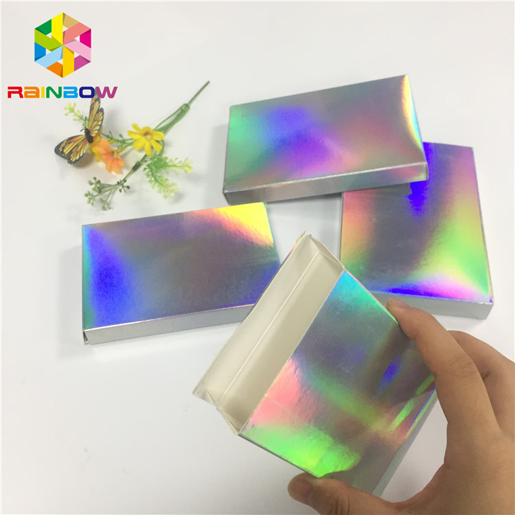 Rectangle Folding Hologram Paper Packaging Box For Cosmetics Eyelash Brush Facial Mask