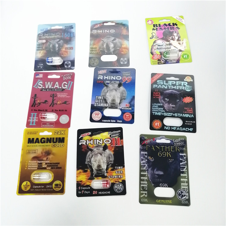 Man Sex Paper Card Blister Pack Packaging Burro Rhino Black Mama Packing Single Double Hole