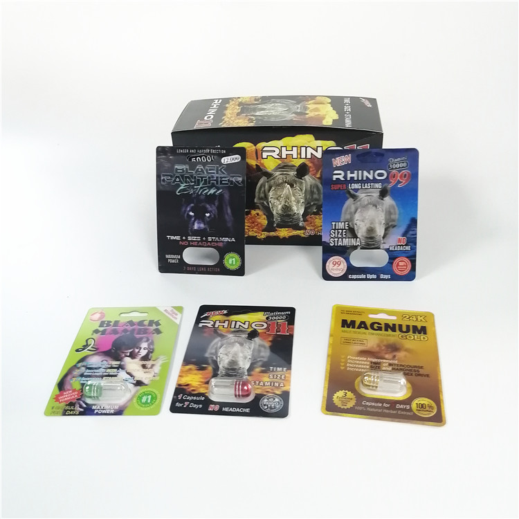 Sexual Enhancement Pills Blister Card Packaging Rhino Series For Powder Sex Capsule Pack
