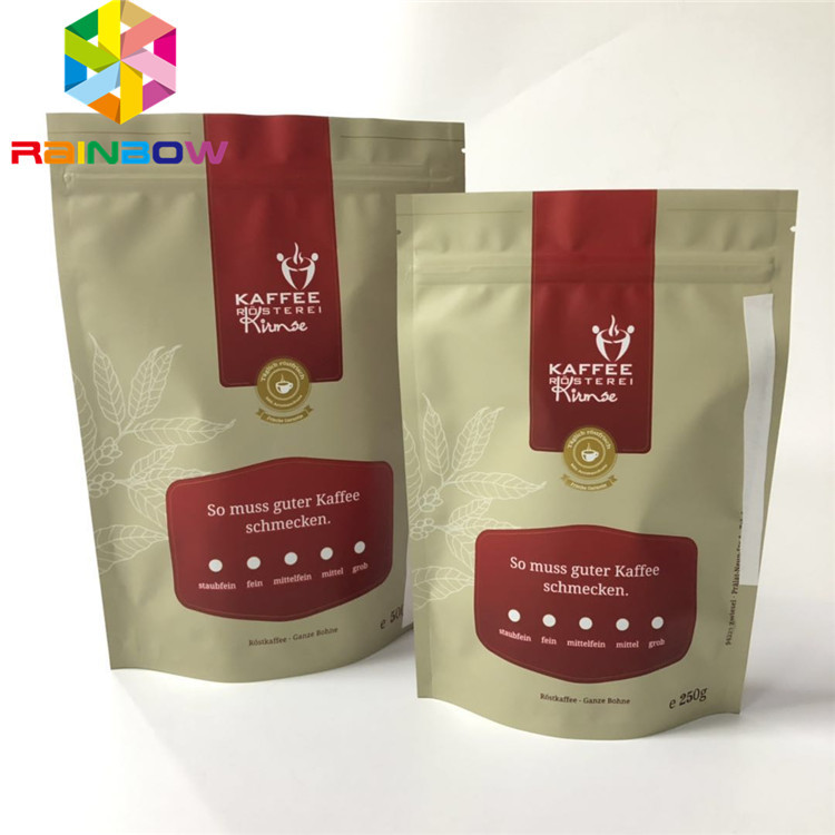 Heat Seal Food Plastic Pouches Packaging Resealable Coffee Bags Customized Size