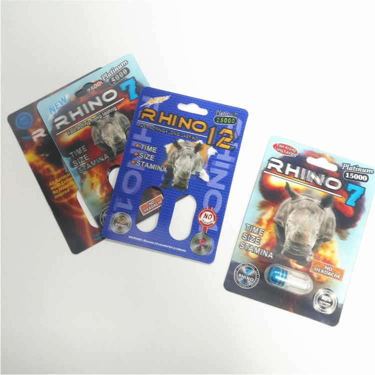 Art Paper Blister Card Packaging Rhino Male Enhancement Pill Boxes Customized Size