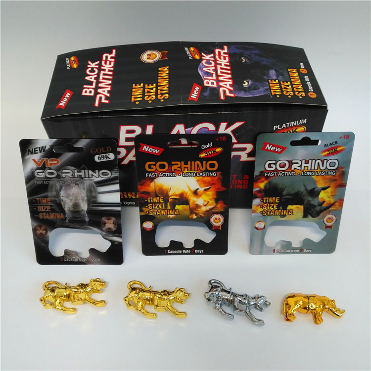 Go Rhino Men Enhancement Pill Blister Card Packaging With Rhino Figure Blister Bottle