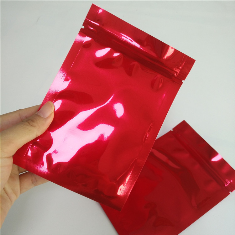 Food Grade Material Zip Lock Pouch Smell Proof Glossy Red Mylar Bags For Pills / Weed