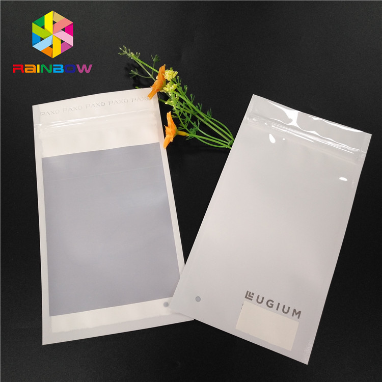 Matte White Plastic Pouches Pack Smell Proof Heat Seal Mylar Earphone Ring Decoration Packing
