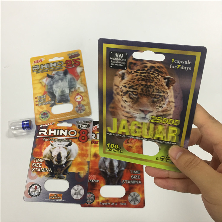 RHINO 8/11/25 Display Blister Card Packing Male Enhancement Performance Pills 3d Empty Container