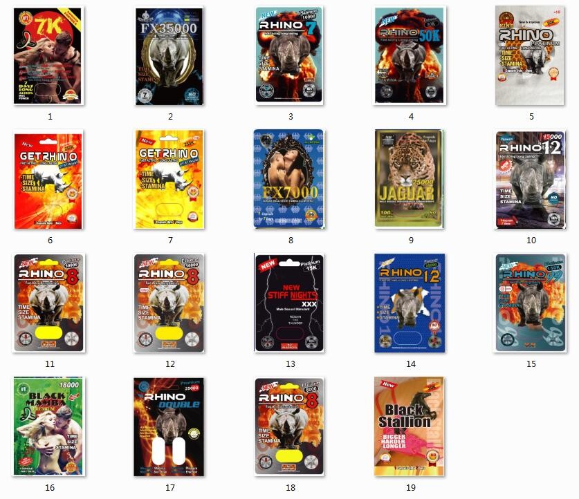 Durable Blister Card Packaging Mamba / Magnum 25k / Stiff Rox Rhino 69 Pill Capsule Display Box