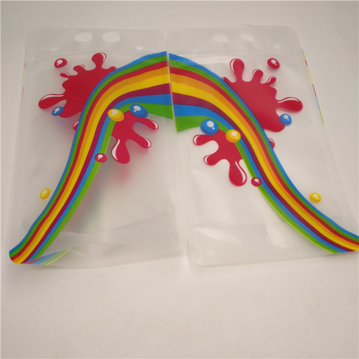 Clear Juice Milk Bottom Gusset Bags , Durable Stand Up Foil Pouches With Handle