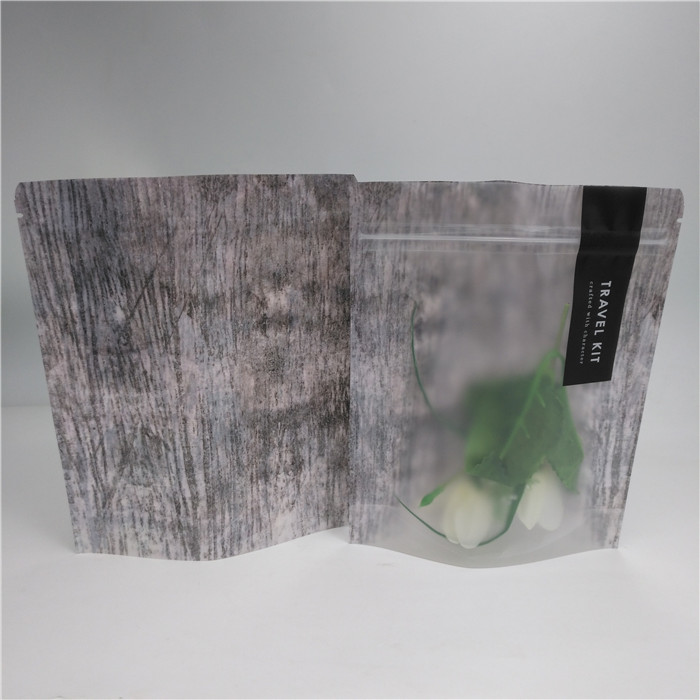 Zip Lock Bottom Gu Cosmetics Packaging Plastic Stand Up Mylar Pouch With Clear Front