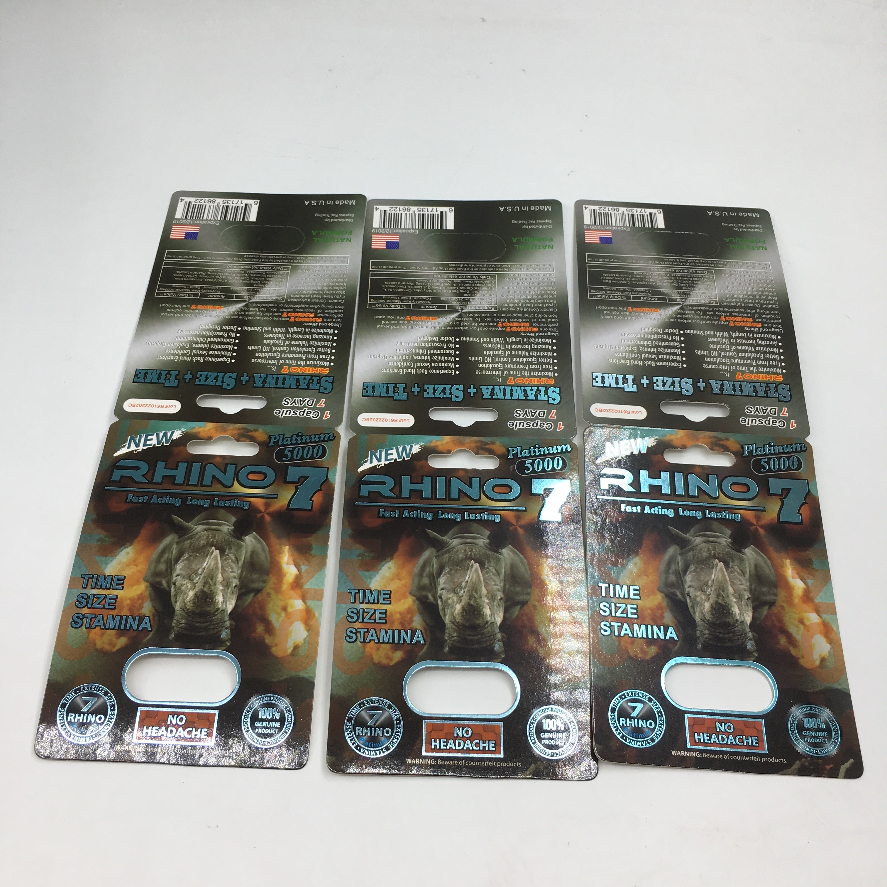 Rhino 7 5000 Capsule Blister Card Packaging 3D Paper Male Sexual Pills Display Box