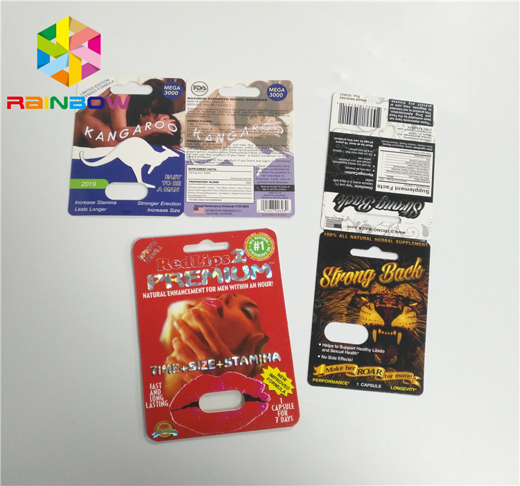 Slide Blister Insert Card Male Enhancement Pills Packing 3D Surface Finish